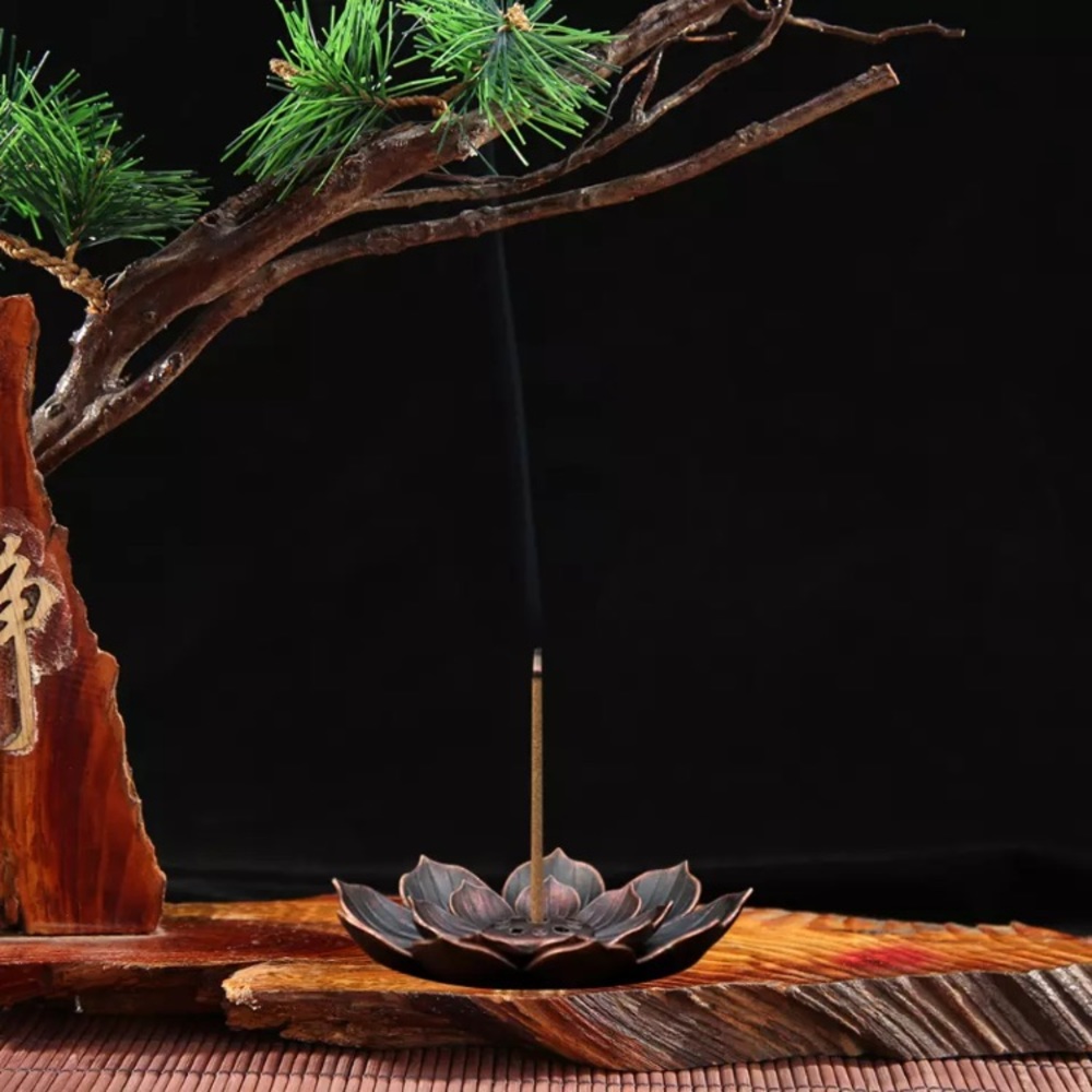 New! Bronze Lotus Cone Incense Holder - Picture 3 of 14
